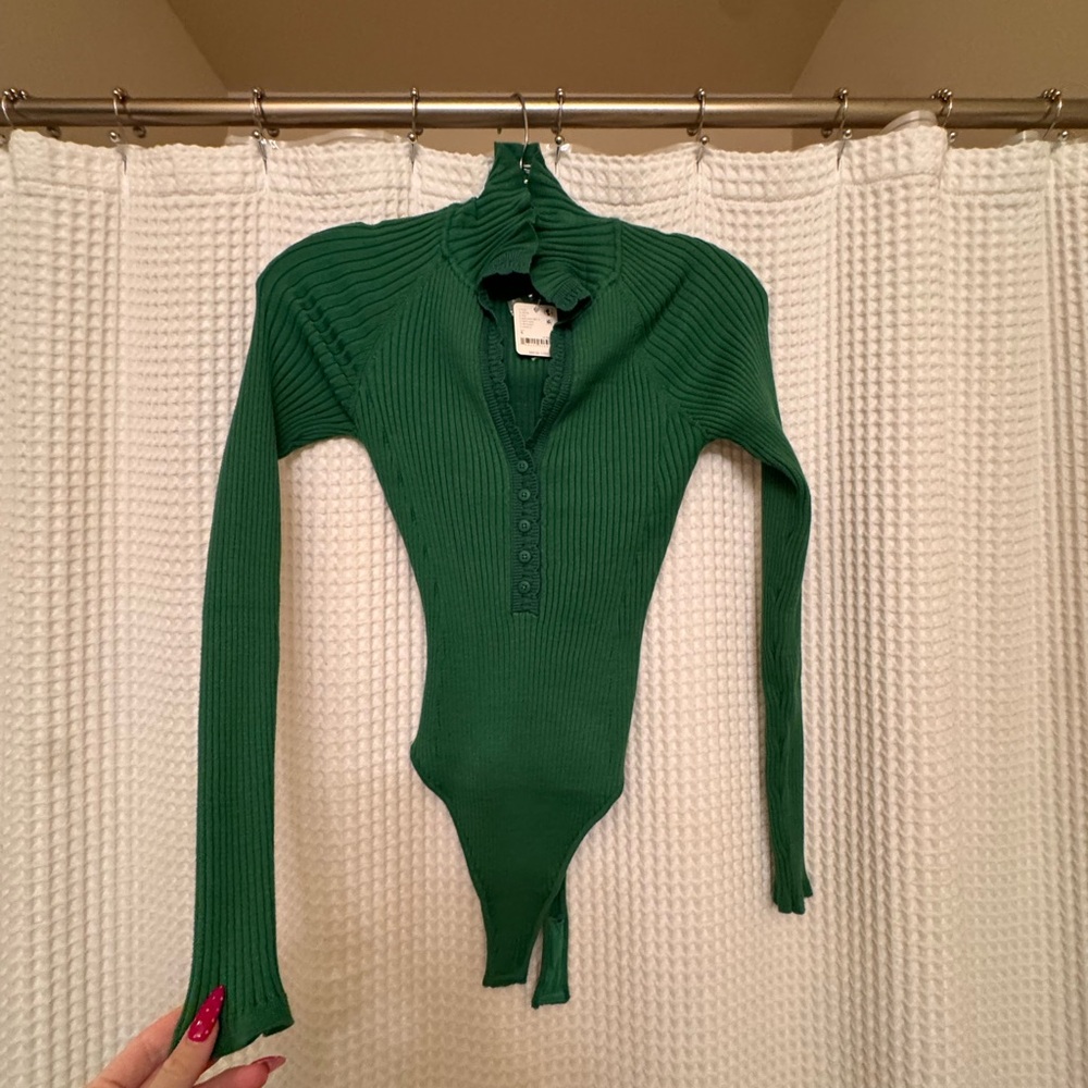 Free people Emerald Ribbed Bodysuit